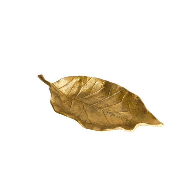 Melody Maison Large Antique Gold Bay Leaf Shaped Trinket Tray - 36cm - image 1