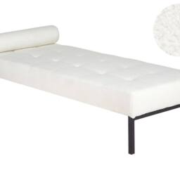 Wyld and Coco White Bouclé Chaise Longue with Metal Legs - thumbnail 2