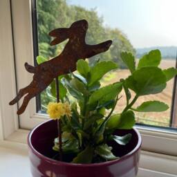 Poppyforge Running Hare Pot Stake (Pack of 3) - Bare Metal/Ready to Rust - H10 cm in Brown - thumbnail 2