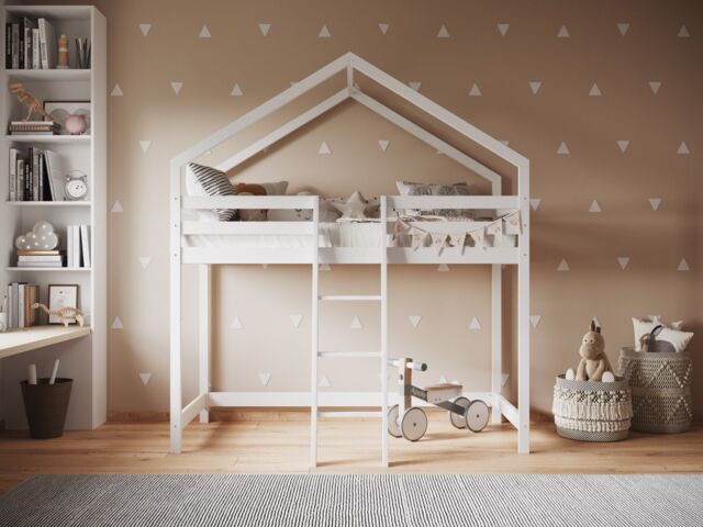 Flair Nook House Mid Sleeper Bed in White - Size: Single - image 1
