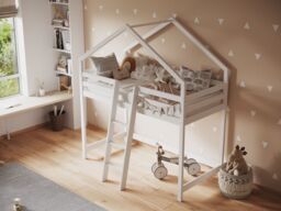 Flair Nook House Mid Sleeper Bed in White - Size: Single - thumbnail 4