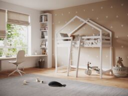Flair Nook House Mid Sleeper Bed in White - Size: Single - thumbnail 2