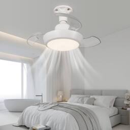 Harper Living Ceiling Fans with Lights, E27 Screw in Fan, 3 Retractable Blades White - thumbnail 7