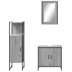 Berkfield Home 3 Piece Bathroom Furniture Set Grey Sonoma Engineered Wood - thumbnail 5