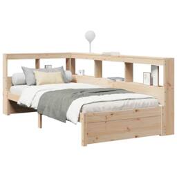 Berkfield Home Bookcase Bed without Mattress 75x190 cm Solid Wood Pine in Natural - thumbnail 3