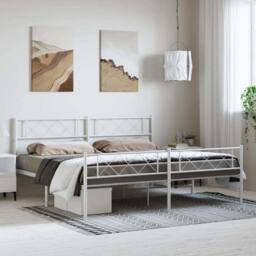 Berkfield Home Metal Bed Frame with Headboard & Footboard White 183x213 cm - thumbnail 2