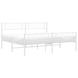 Berkfield Home Metal Bed Frame with Headboard & Footboard White 183x213 cm - thumbnail 4
