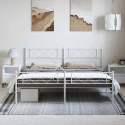 Berkfield Home Metal Bed Frame with Headboard & Footboard White 183x213 cm - thumbnail 3