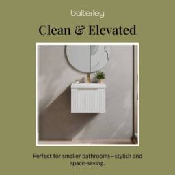 Balterley Front Wall Hung Single Drawer Vanity Basin Unit, Satin White, 500mm in White - thumbnail 7