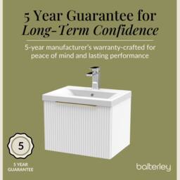 Balterley Front Wall Hung Single Drawer Vanity Basin Unit, Satin White, 500mm in White - thumbnail 6
