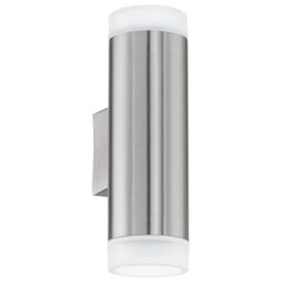 Loops IP44 Outdoor Up & Down Wall Light Stainless Steel 2x 3W GU10 Bulb Porch Lamp in Metallics - thumbnail 1
