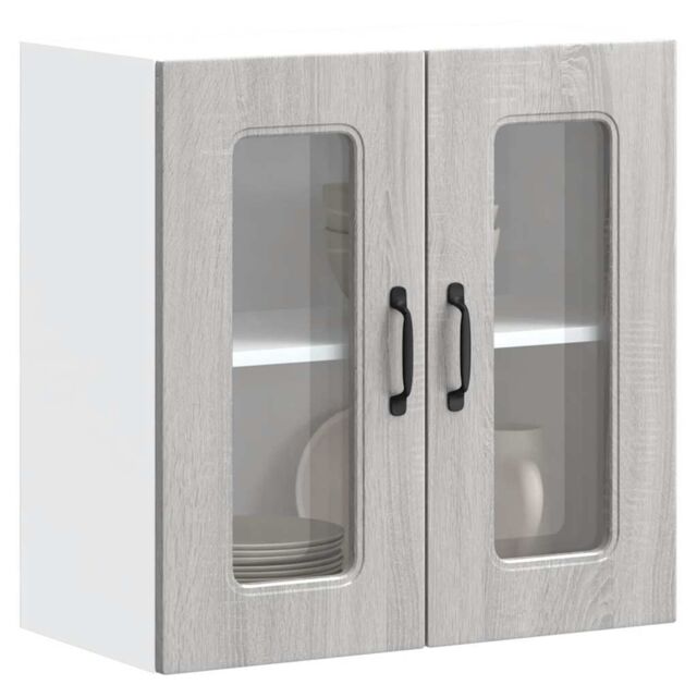 Berkfield Home Kitchen Wall Cabinet with Glass Door Kalmar Grey Sonoma Engineered Wood - image 1