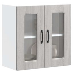 Berkfield Home Kitchen Wall Cabinet with Glass Door Kalmar Grey Sonoma Engineered Wood
