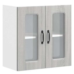 Berkfield Home Kitchen Wall Cabinet with Glass Door Kalmar Grey Sonoma Engineered Wood - thumbnail 2