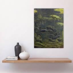"Artery8 Pike Perch Aquarium Vintage Wall Art Print Gerrit Dijsselhof in Green - Size: W24"" x H32""" - thumbnail 4