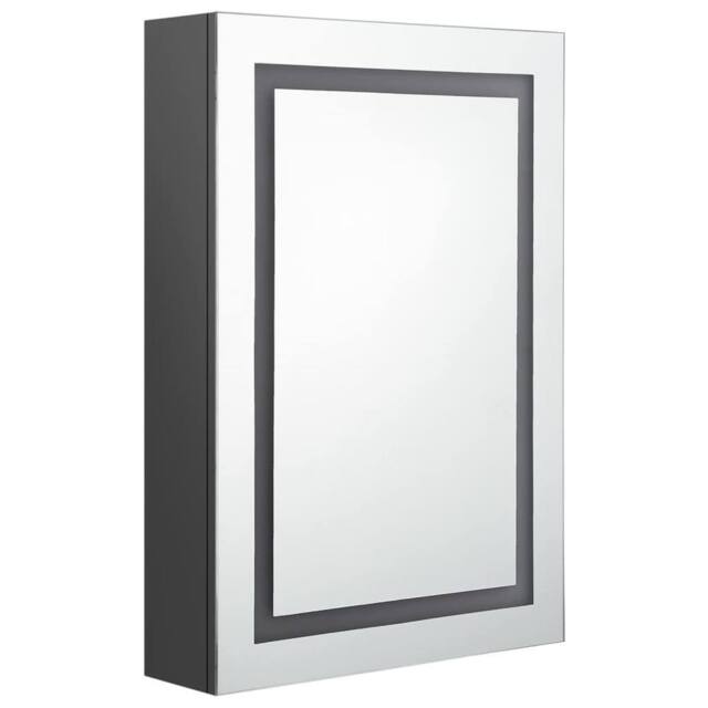 Berkfield Home LED Bathroom Mirror Cabinet Grey 50x13x70 cm - Size: 50 x 13 x 70 cm - image 1