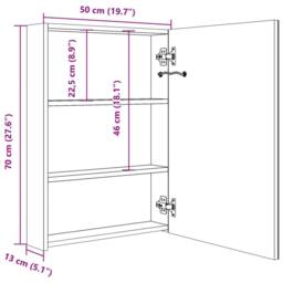 Berkfield Home LED Bathroom Mirror Cabinet Grey 50x13x70 cm - Size: 50 x 13 x 70 cm - thumbnail 8