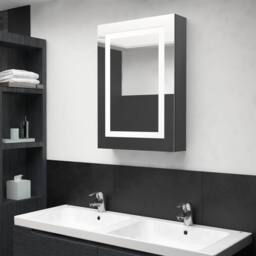Berkfield Home LED Bathroom Mirror Cabinet Grey 50x13x70 cm - Size: 50 x 13 x 70 cm - thumbnail 2