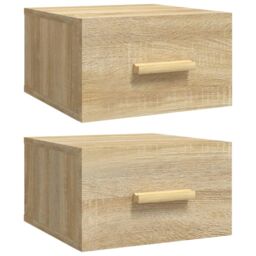Berkfield Home Wall-mounted Bedside Cabinets 2 pcs Sonoma Oak 35x35x20 cm in Brown - Size: 35 x 35 x 20 cm - thumbnail 2