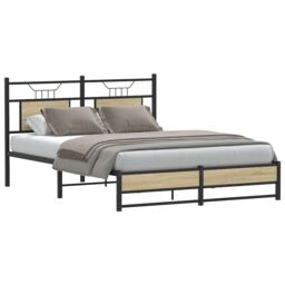 Berkfield Home Bed Frame without Mattress Sonoma Oak 140x200 cm Engineered Wood in Brown - thumbnail 2