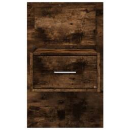 Berkfield Home Wall-mounted Bedside Cabinet with LED Lights Smoked Oak in Brown - thumbnail 6