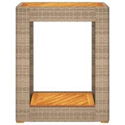 Berkfield Home Garden Side Table with Wooden Top Beige 60x40x75 cm Poly Rattan - Size: 60 x 40 x 75 cm - thumbnail 6