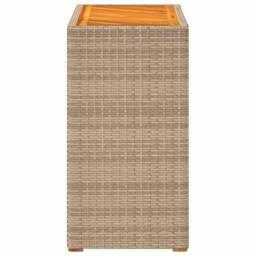 Berkfield Home Garden Side Table with Wooden Top Beige 60x40x75 cm Poly Rattan - Size: 60 x 40 x 75 cm - thumbnail 5