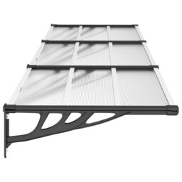 Berkfield Home Door Canopy Black & Transparent 297.5x90 cm Polycarbonate in Clear - thumbnail 4