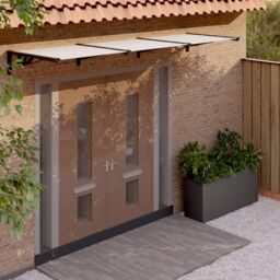 Berkfield Home Door Canopy Black & Transparent 297.5x90 cm Polycarbonate in Clear - thumbnail 1