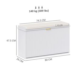HOMCOM Shoe Storage Bench with Cushion & Flip-Drawer in White - thumbnail 3
