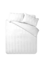 Catherine Lansfield 'So Soft Satin Stripe' Duvet Cover Set in White - Size: Super King - thumbnail 4