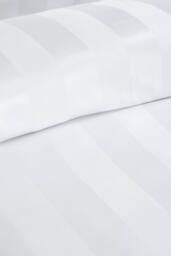 Catherine Lansfield 'So Soft Satin Stripe' Duvet Cover Set in White - Size: Super King - thumbnail 3