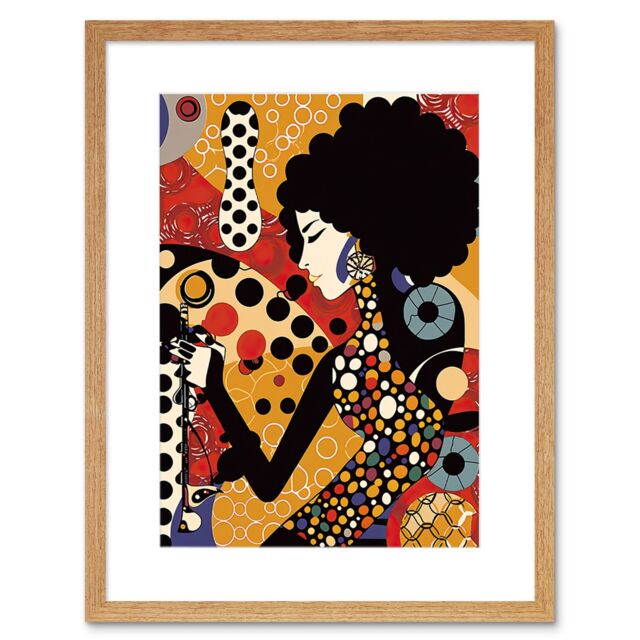 "Artery8 Wall Art Print Soul Music Singer Multicoloured Dots Pattern Artwork Framed 9X7 Inch in Beige - Size: W7"" x H9""" - image 1