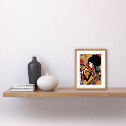 "Artery8 Wall Art Print Soul Music Singer Multicoloured Dots Pattern Artwork Framed 9X7 Inch in Beige - Size: W7"" x H9""" - thumbnail 2
