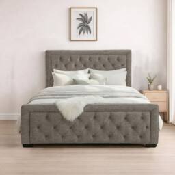 Bed Time UK Naples Bed Frame with Chesterfield Floor Standing Headboard & FB in Grey - Size: Single - thumbnail 2
