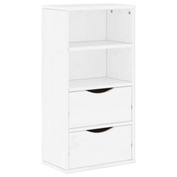 Berkfield Home Side Cabinet with Drawers ODDA White 40x24x79 cm Solid Wood Pine - Size: 40 x 24 x 79 cm - thumbnail 2