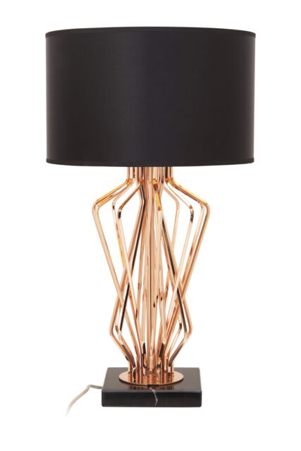 Orsina Modern Table Lamp With Black Fabric Shade, Bronze Metal Frame & Marble Base, Contemporary Desk Lamp in Gold - image 1