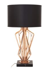 Orsina Modern Table Lamp With Black Fabric Shade, Bronze Metal Frame & Marble Base, Contemporary Desk Lamp in Gold