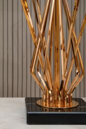 Orsina Modern Table Lamp With Black Fabric Shade, Bronze Metal Frame & Marble Base, Contemporary Desk Lamp in Gold - thumbnail 4