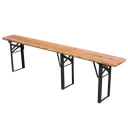 Nordara Outdoor Wooden Folding Beer Table Bench Set Trestle Garden Steel Leg in Brown - Size: 130 cm x 60 cm - thumbnail 3