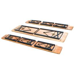Nordara Outdoor Wooden Folding Beer Table Bench Set Trestle Garden Steel Leg in Brown - Size: 130 cm x 60 cm - thumbnail 5