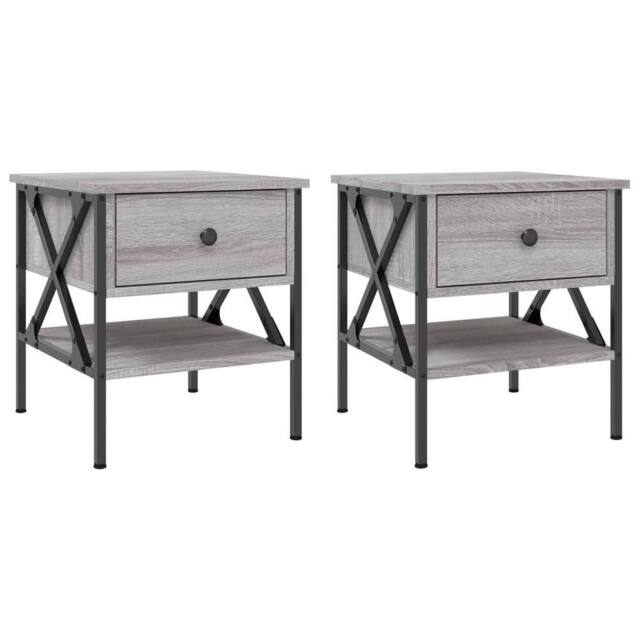Berkfield Home Bedside Tables 2 pcs Grey Sonoma 40x42x45 cm Engineered Wood - Size: 40 x 42 x 45 cm - image 1