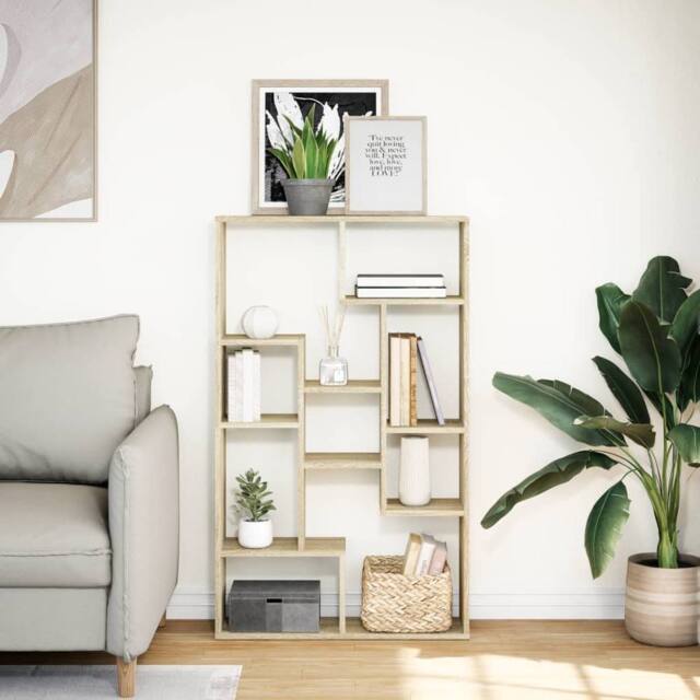 Berkfield Home Durable Bookcase Sonoma Oak 72x20x120 cm Engineered Wood in Light Tan - Size: 72 x 20 x 120 cm - image 1