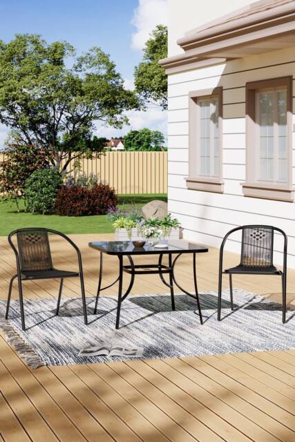 Living and Home 2 Seater Outdoor Garden Dining Bistro Set in Black - image 1