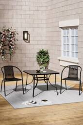Living and Home 2 Seater Outdoor Garden Dining Bistro Set in Black - thumbnail 2