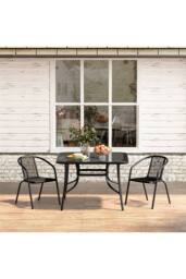 Living and Home 2 Seater Outdoor Garden Dining Bistro Set in Black - thumbnail 4