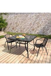 Living and Home 2 Seater Outdoor Garden Dining Bistro Set in Black - thumbnail 3