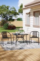 Living and Home 2 Seater Outdoor Garden Dining Bistro Set in Black