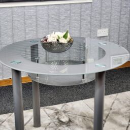 KOSY KOALA Glass Grey Dining Table Round Dining Table Dining Room Kitchen Furniture - thumbnail 5