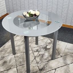 KOSY KOALA Glass Grey Dining Table Round Dining Table Dining Room Kitchen Furniture - thumbnail 4